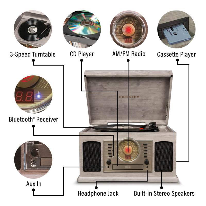 Crosley Turntable - Mcqueen - Entertainment Center cheapest Turntable BlueTooth